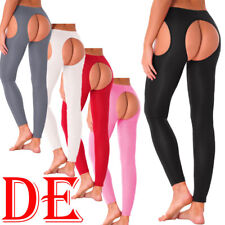DE Strumpfhose Damen Offen Schritt Leggings Open Crotch Butt Hose Lang Pants