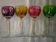 4 St. Bleikristall Römer Bunt, mundgeblasen, handgeschliffen, Weingläser