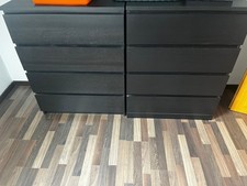 2 Malm Kommoden mit 4 Schubladen, schwarz