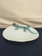 Vintage Studiokeramik Schale mit Plastischer Eidechse