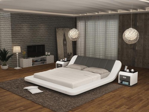 Leder bett mit - leder,
