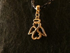 Anhänger 24 Karat Gold Schmuck Lederband Mittelalter gothic Steampunk Angel 