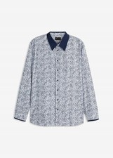 Neu Herren Businesshemd aus Baumwolle Gr. 49/50 4XL Weiß Dunkelblau Paisley