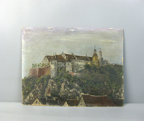 Altes ölgemälde burgmotiv - altes,
