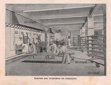 Backraum einer Groß-Bäckerei mit Einschieß-Ofen - 1915 ~16x13cm