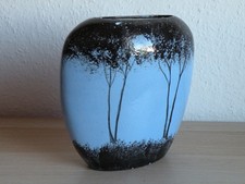 Ovale OTTO KERAMIK VASE Landschaft 70er Jahre 20,8cm