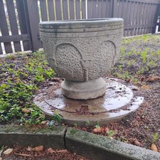 Pflanzschale, Pflanzkübel, Amphore, Naturstein 47 cm Bildhauer Handwerkskunst 