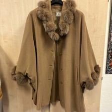 Vintage Damen Poncho "Köhler & Krenzer" mit Kaschmir Gr. XL in braun/beige