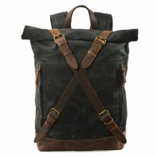 Vintage Rucksack, Canvas Leder