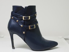 Stiefeletten, blau, Leder, Größe 39, Absatz ca. 9,5 cm