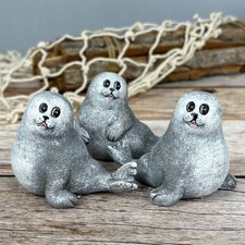 Deko Seehund sitzend grau 7cm