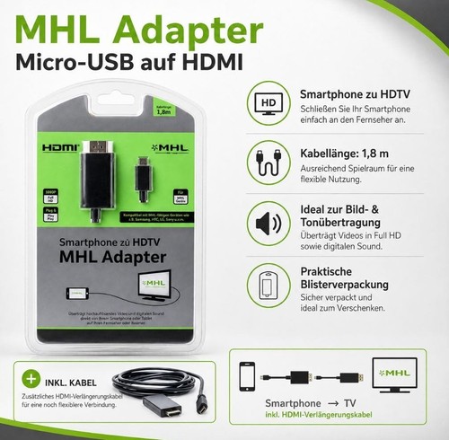 Mhl adapter micro usb auf - micro, hdmi