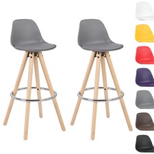 2er Set Barhocker Tresenhocker Barstuhl Holz mit Lehne Stuhl Grau BH45gr-2