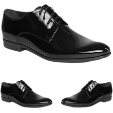 Elegante Herrenschuhe Glänzend Kunstleder Inglesine Hochzeit Derby Zeremonie VEQUE