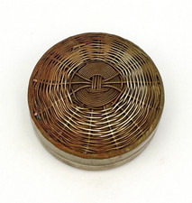 Vintage Pillendose Antik Schmuckschatulle Messing Kupfer Geflecht Box Dose #3670