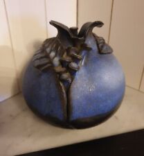 Blaue " mushroom " Studio Keramik Vase Töpferei Schott Petershagen  12cm
