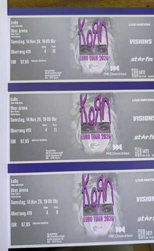 Korn tickets berlin - tickets, 14.11.2026