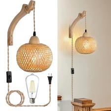 Wandleuchten Hölzerne Laterne Rattan-Lampe Bambus Leuchte Bambuslaterne Wandlamp