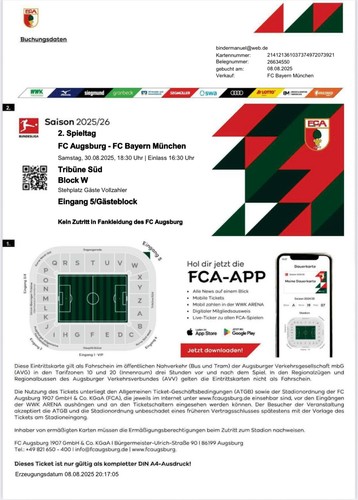 Sammlerticket augsburg fc - augsburg,