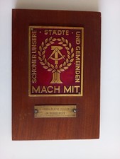 DDR Plakette Holz Metall+
