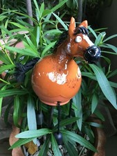 Keramik Pferd br Gartenkugel