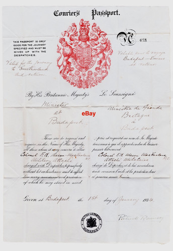 1934 british courier - courier, passport