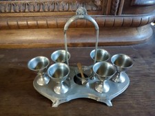 Menage mit 6 versilberten Eierbechern, Jugendstil