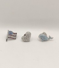 Swarovski Pins, Drei Teile, Top Zustand, Usa Fahne, Delphin, Herz Kristall