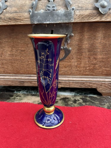 Vase kobaltblau goldrand - vase,