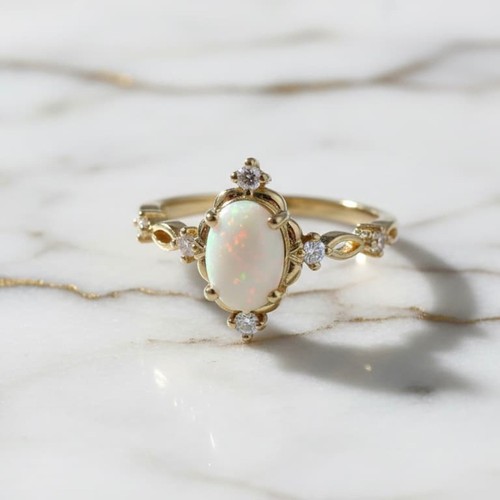 Opal ring gold kristall - ring,
