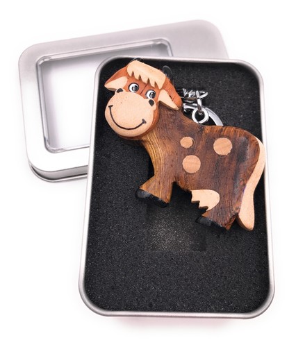 Schlüsselanhänger holz kuh - schlüsselanhänger,