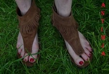 Zehentrenner Wildleder Fransen