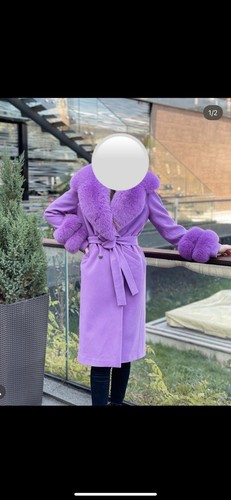 Purple fox fur coat lila - purple,
