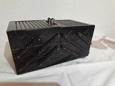 alter Nähkasten/Nähkästchen Holz 30er Jahre Ziehharmonika & Zubehör/Utensilien