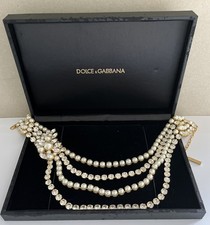 Dolce & Gabbana Schmuck Kette / Collier Perlen und Kristalle Designerschmuck