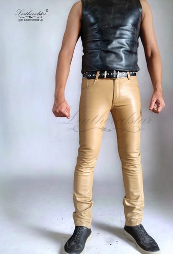 Beigefarbene leder skinny