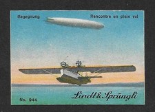 Plakatmarke Werbevignette Lindt Sprungli Nr.944: Wasserflugzeug und Luftschiff (1929)
