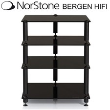 Norstone Bergen 2 schwarz mit 4 schwarzen Glasablagen HiFi Standregal PORTOFREI