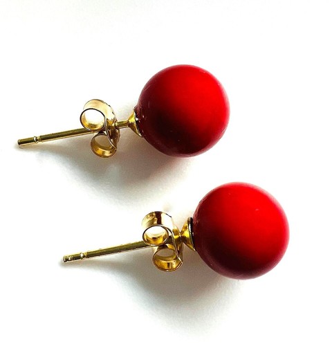 18k gold ohrstecker - mit, roter