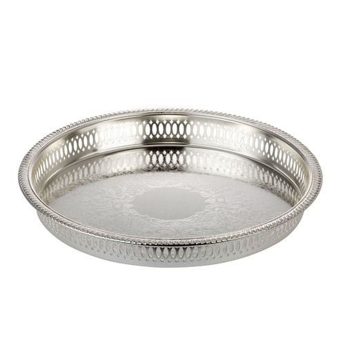 Tablett rund 28cm versilbert - rund,