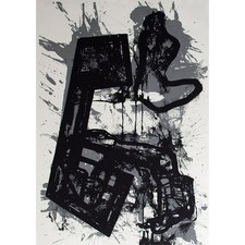 Michael Morgner Mann Frau Windschutz Siebdruck Schwarz Silbergrau 1986 signiert