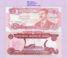 IRAK  IRAQ  5 Dinars 1992 Unc