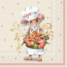 20 Servietten Anna baked Bäcker Maus Weihnachten Sterne Plätzchen creme 33x33cm