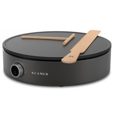 KLAMER Crepes Maker, Große Backfläche mit 33cm Ø, antihaftbeschichtete Platte…