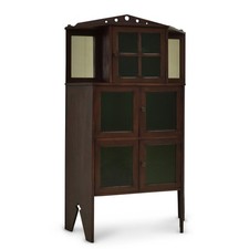 ANTIK! Kleine Art Deco Vitrine restauriert Mahagoni um 1925 Schrank Flur
