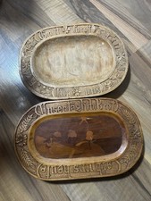 2 Vintage Holz Brotteller Brotbretter geschnitzt 1950 Handarbeit Volkskunst Deko