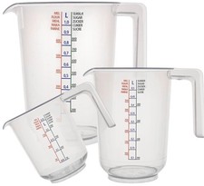 Messbecher 3er Set Kunststoff Meßkanne Meßbecher transparent 1000ml 500ml 250ml