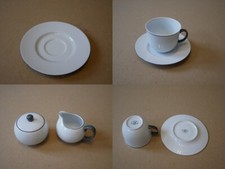 TCM Tchibo - Kaffeetasse Kaffeebecher Zuckerdose - grauer Rand graues Band