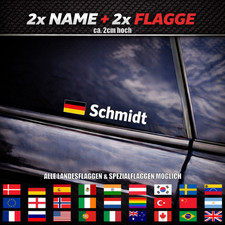 2x Name + Flagge Autoaufkleber