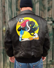 Handbemalte Fliegerjacke Gr XL Noseart Kunstleder Air Force A2 Jacke Bomberjacke